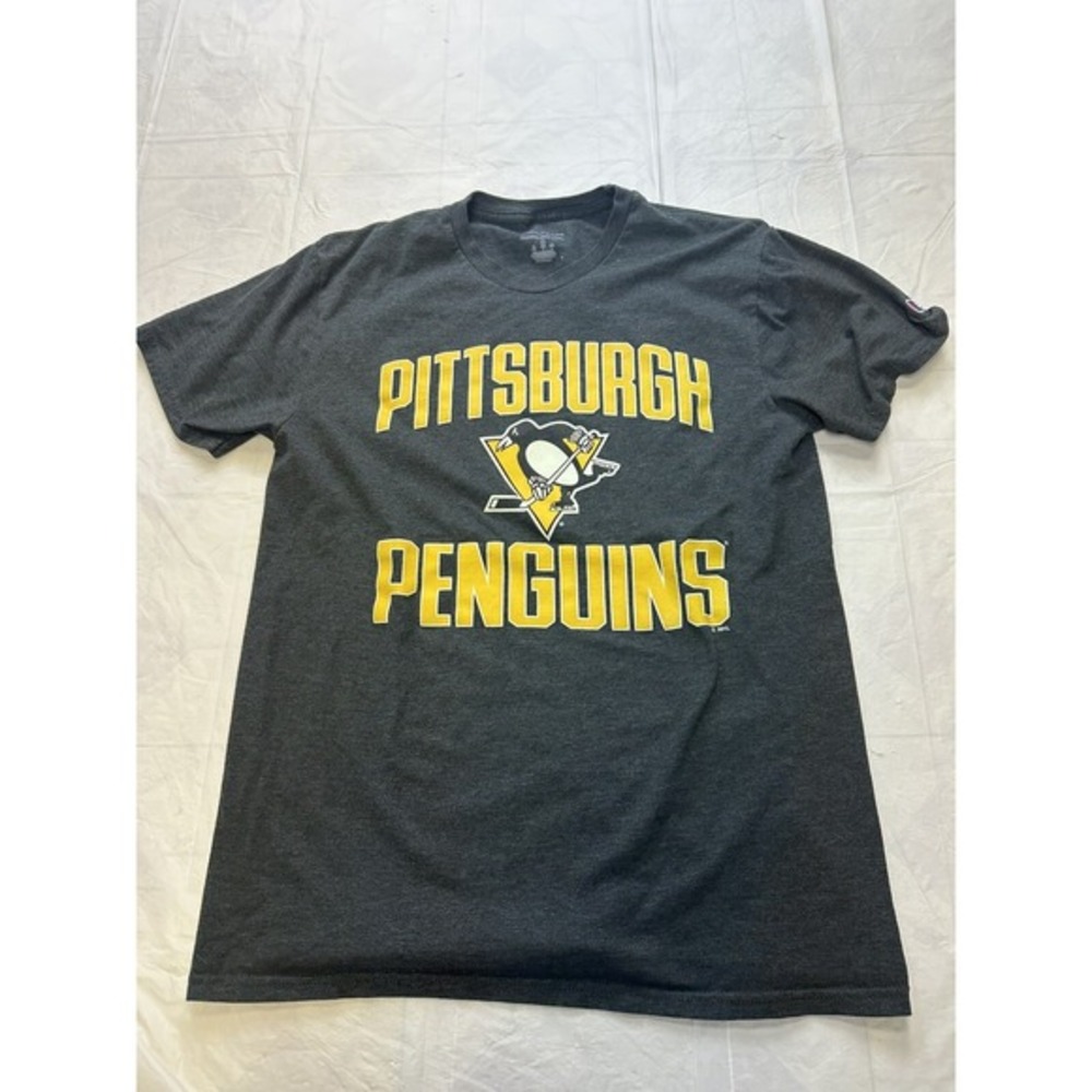 Champion Pittsburgh Penguins T Shirt Mens‎ Size Medium Gray Short Sleeve
